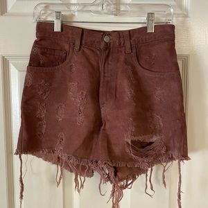 Vintage Levi's Rust-Colored Distressed Denim Cutoffs